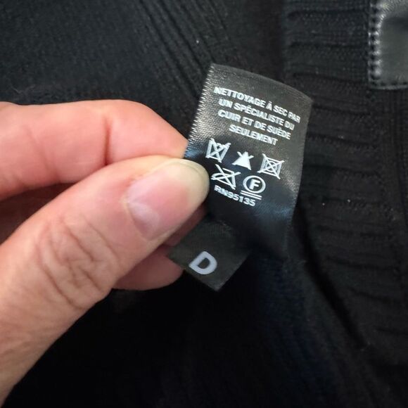 Lafayette 148 New York Leather Cashmere Vest Cardigan Quiet Luxury Black MED - Picture 9 of 10